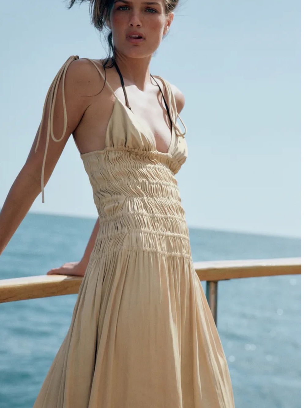 New with tags! Zara Ruched Satin Dress - Picture 2 of 5
